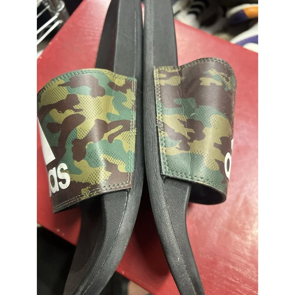 MEN'S‎ 13 ADIDAS ESSENTIALS ADILETTE CAMO COMFORT SLIDE SANDALS GW9647 GRN/BLK.